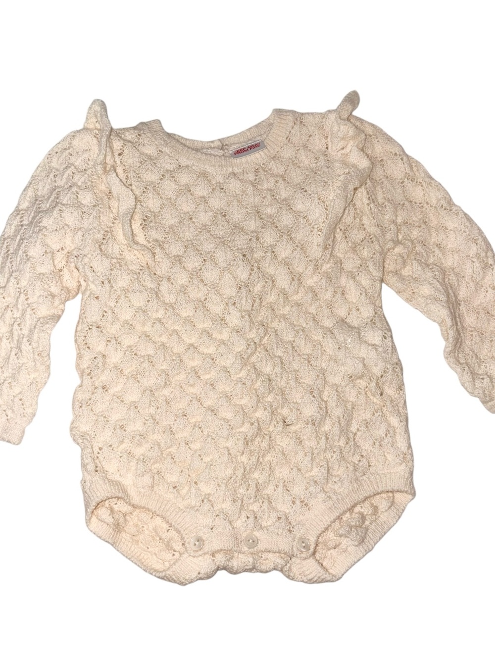 Zara baby girls RUFFLED TEXTURED OPENWORK bodysuit sz 6-9months